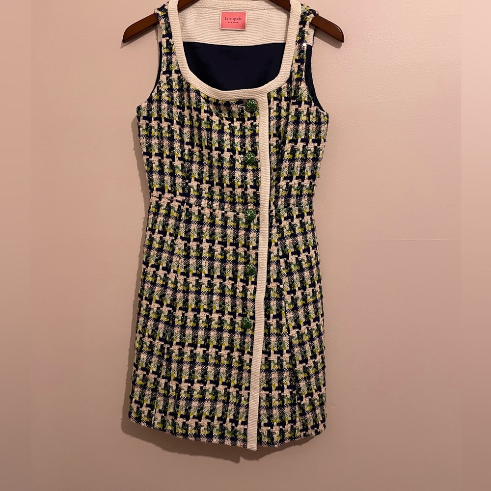 Kate Spade Pop Tweed Green Dress- US 16 - Picture 7 of 10